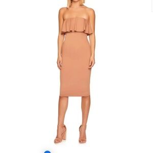 SUSANA MONACO  Strapless Ruffle Dress - Beige